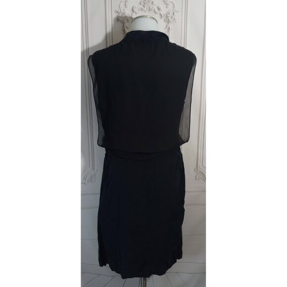 AllSaints 100% Silk Black Mayra Wrap Dress Knee Length  US Sz 10 - Picture 4 of 10